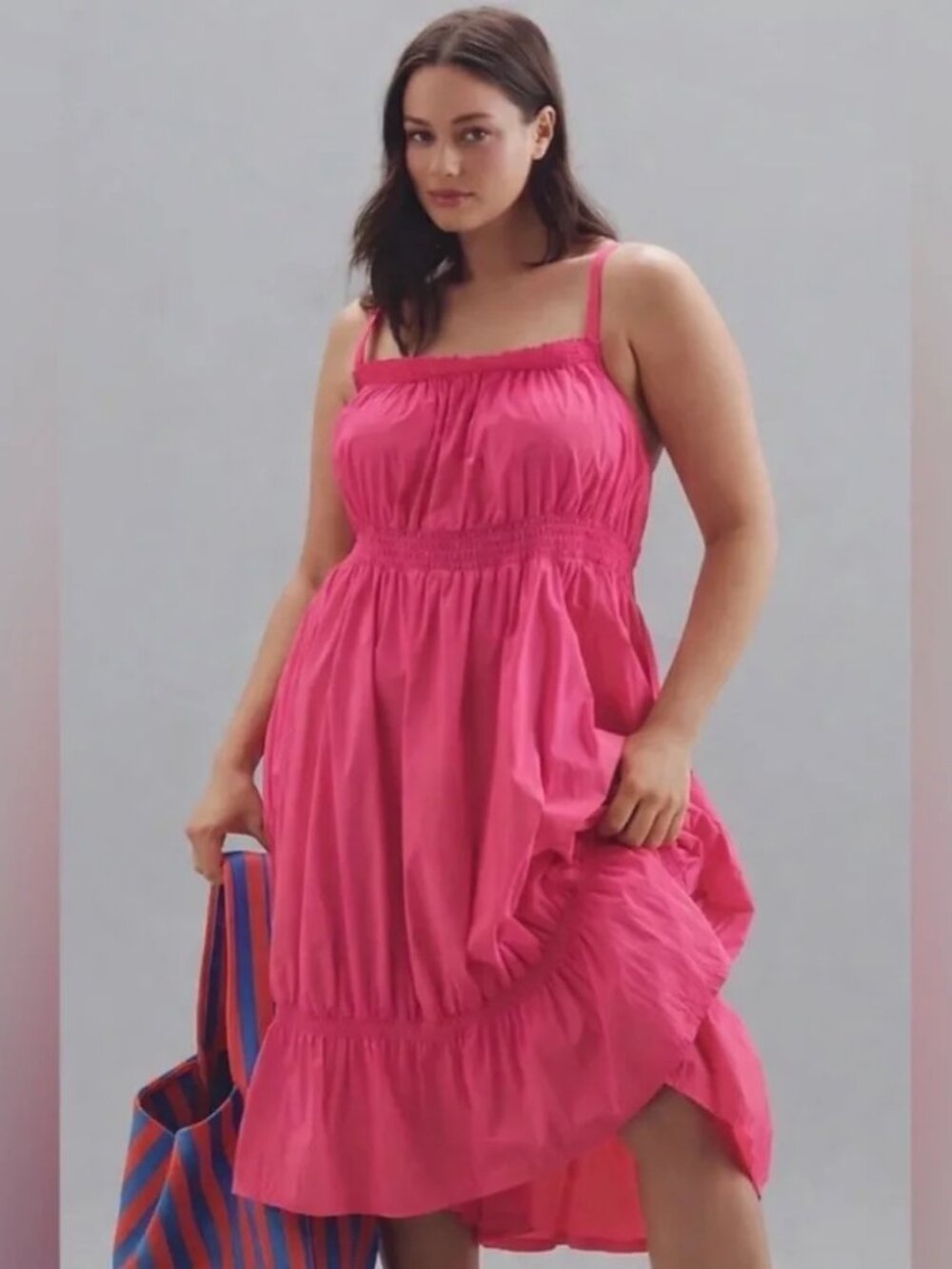 DAILY PRACTICE BY ANTHROPOLOGIE  Plus Size Tiered High-low Midi Dress 2X